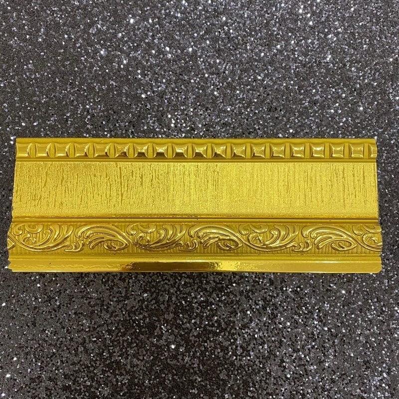 Goldfarbene mit Efeu bestickte Bordüre 7 cm