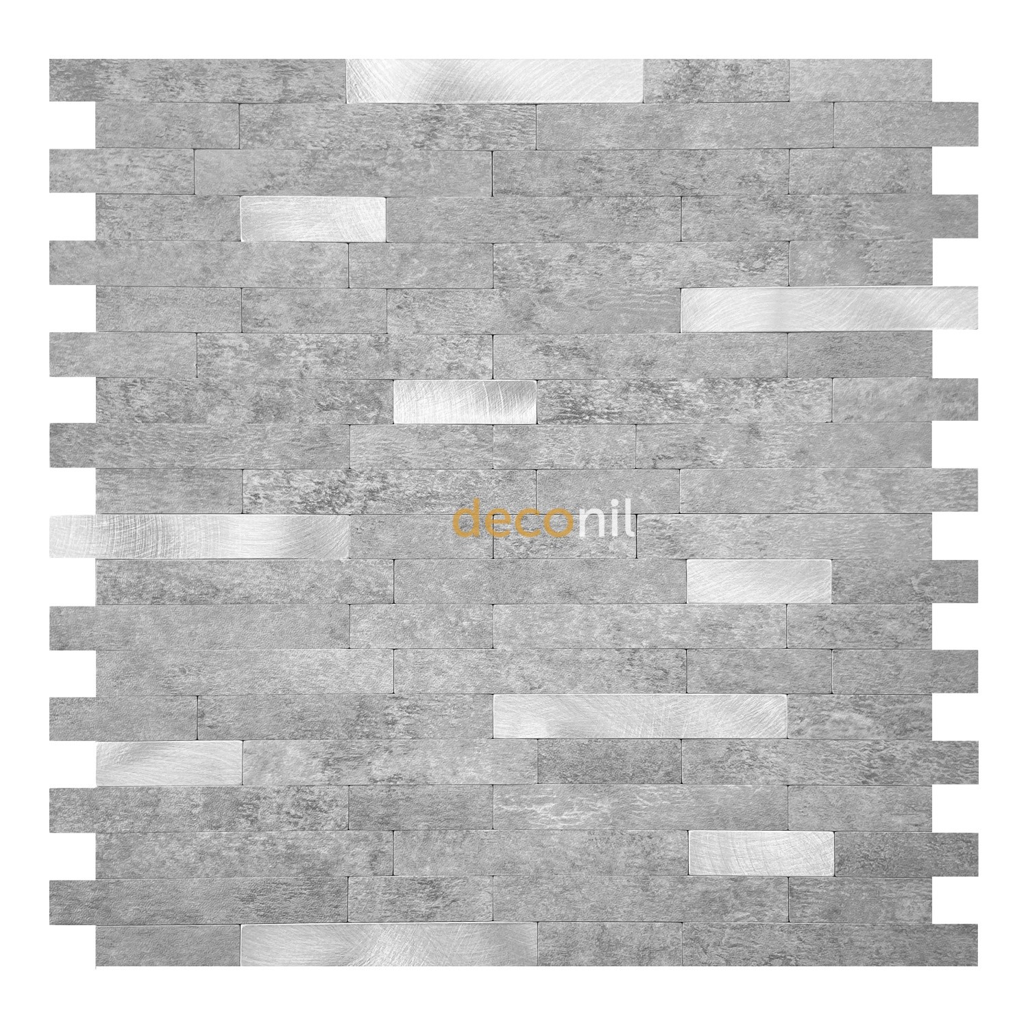 Selbstklebende Mosaikfliese Steinoptik–Silber 29×29 cm