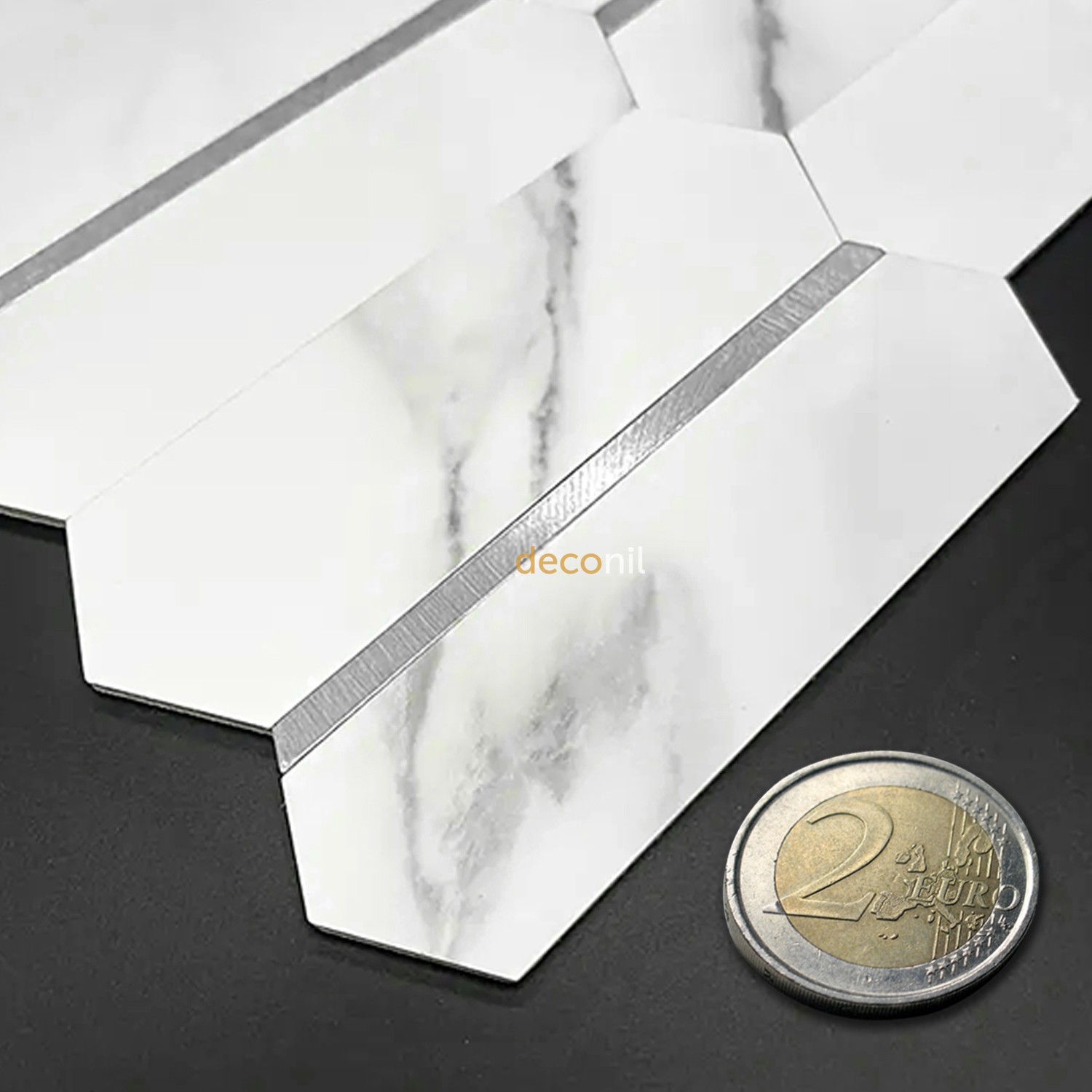 Selbstklebende Mosaikfliese Marmor Silber 27*27 cm