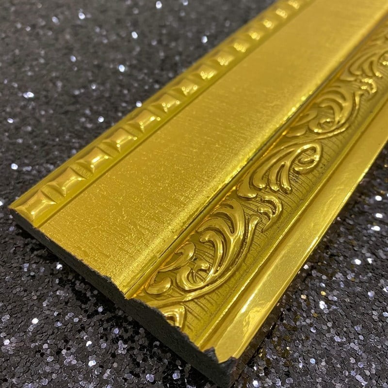 Goldfarbene mit Efeu bestickte Bordüre 7 cm