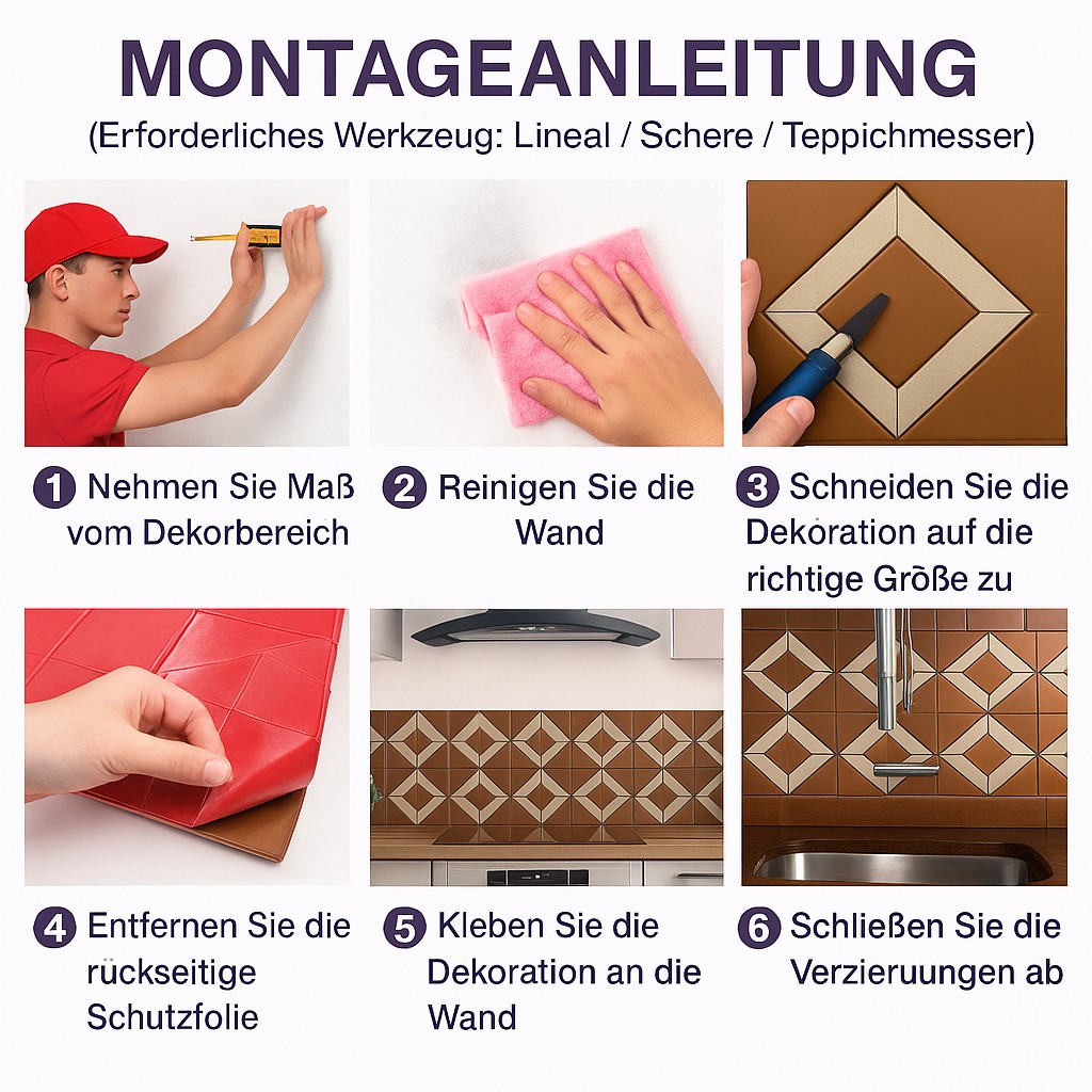 Selbstklebende Spiegel Fliese Geometrisch Gold 30×30 cm
