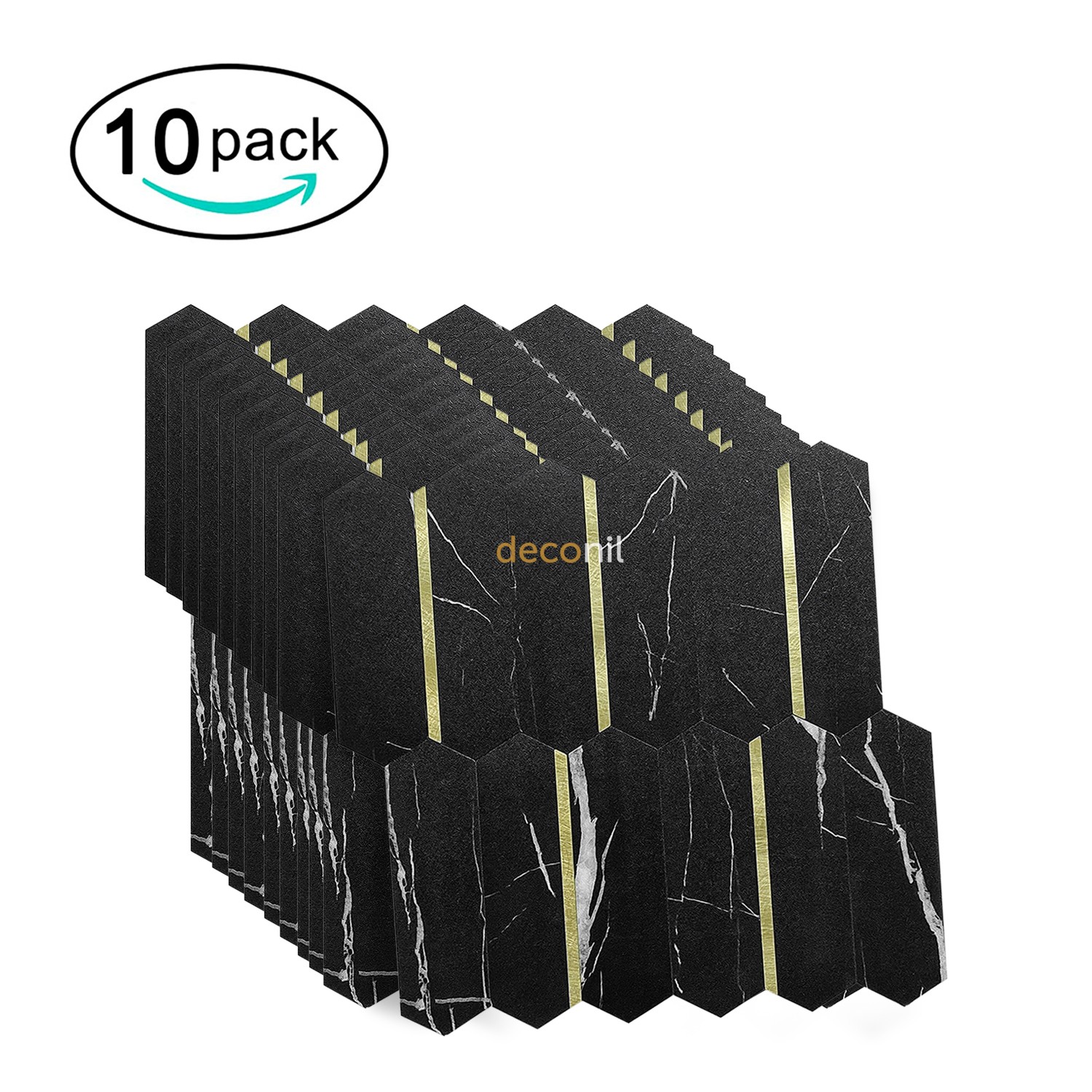 Selbstklebende Mosaikfliese Schwarz Gold 27*27 cm (10 Stück)