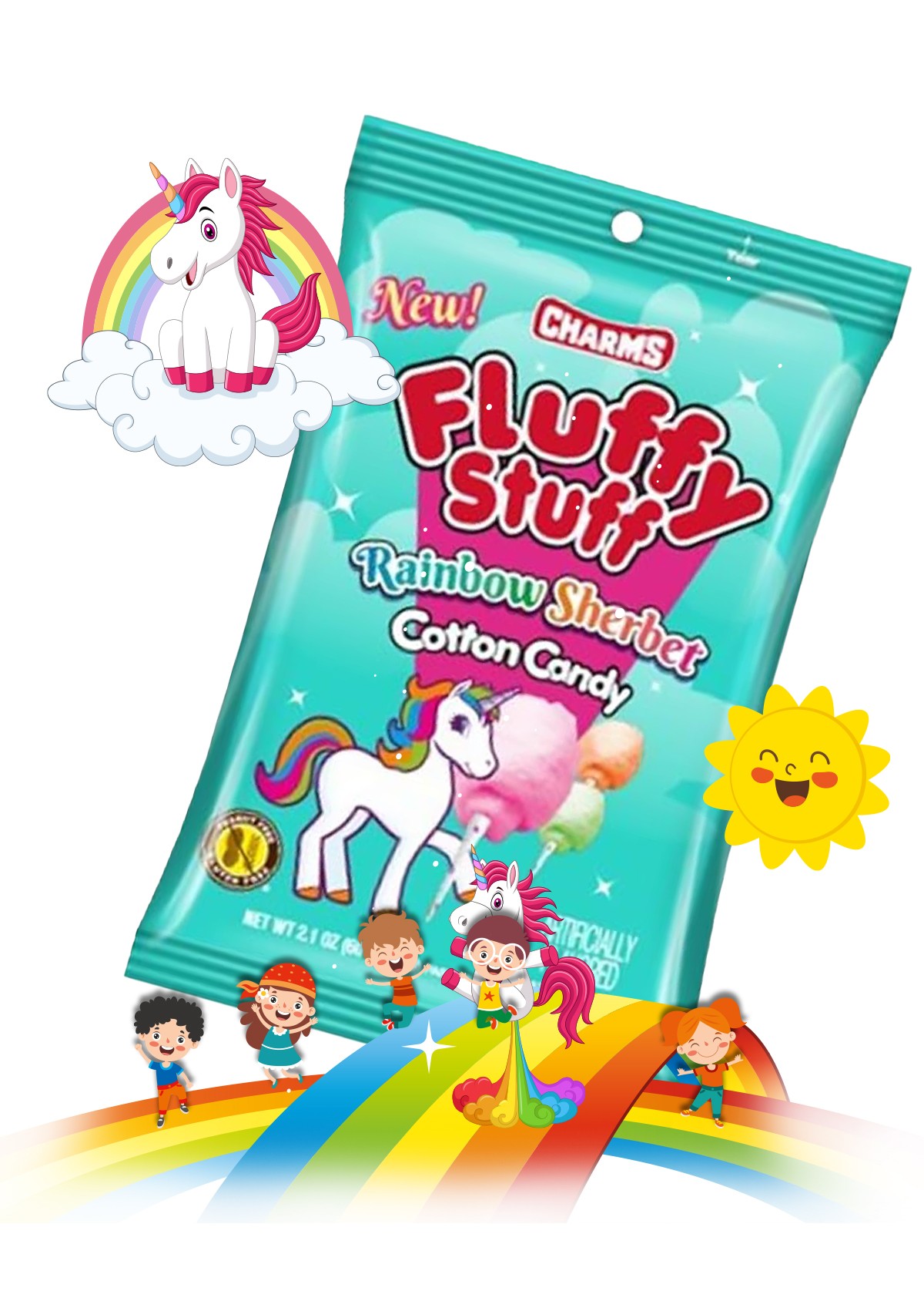 Charms Fluffy Stuff Rainbow Unicorn Cotton Candy Zuckerwatte