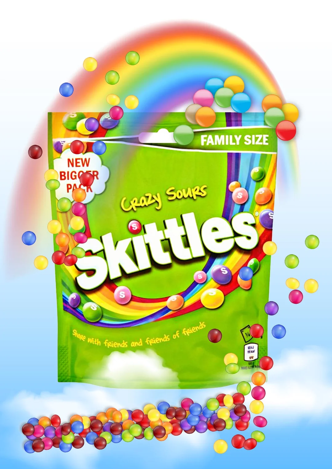 Skittles Crazy Sours Kaubonbons in einer Zuckerhülle mit sauren ...
