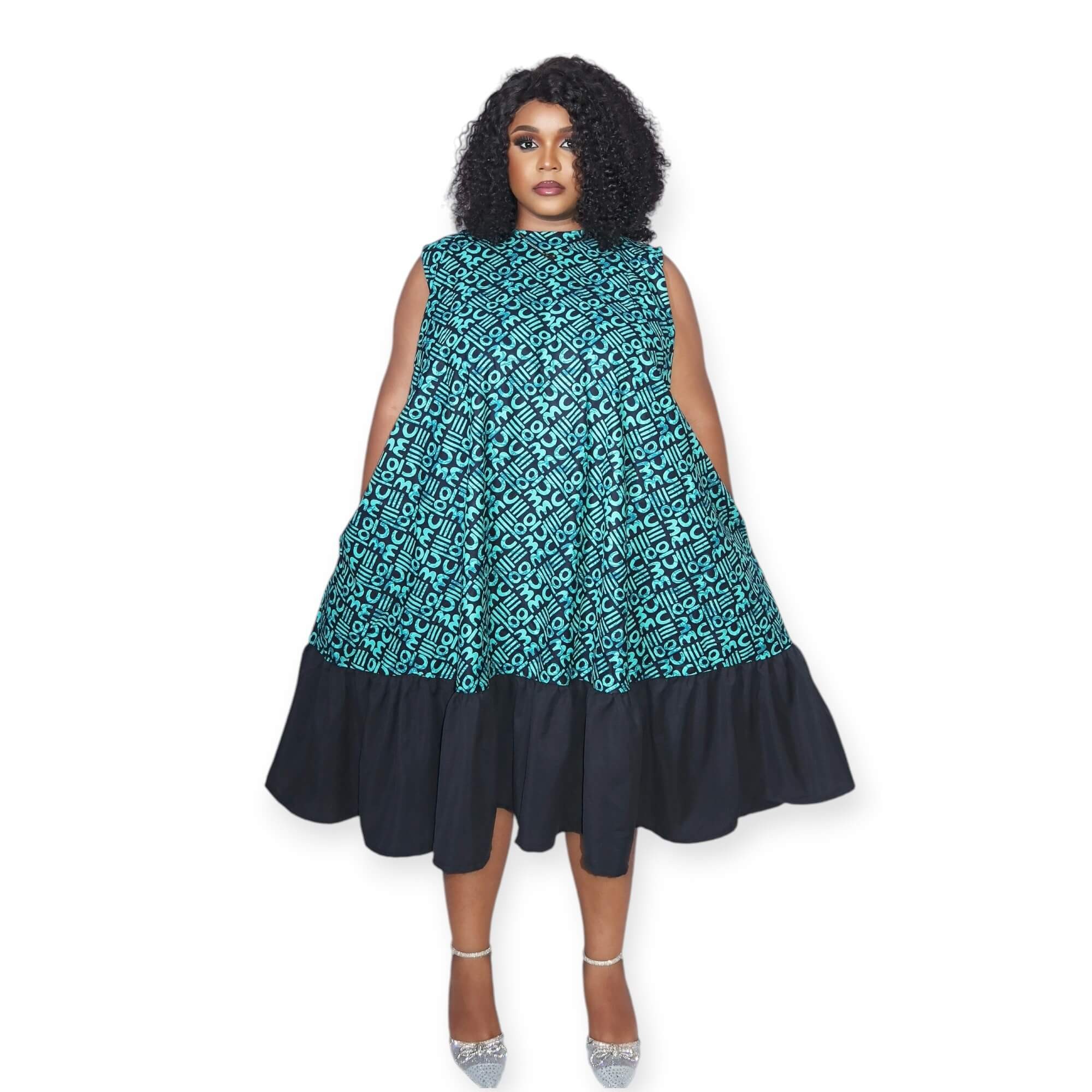 Arike - Afrikanischem Print Midi-Kleid 