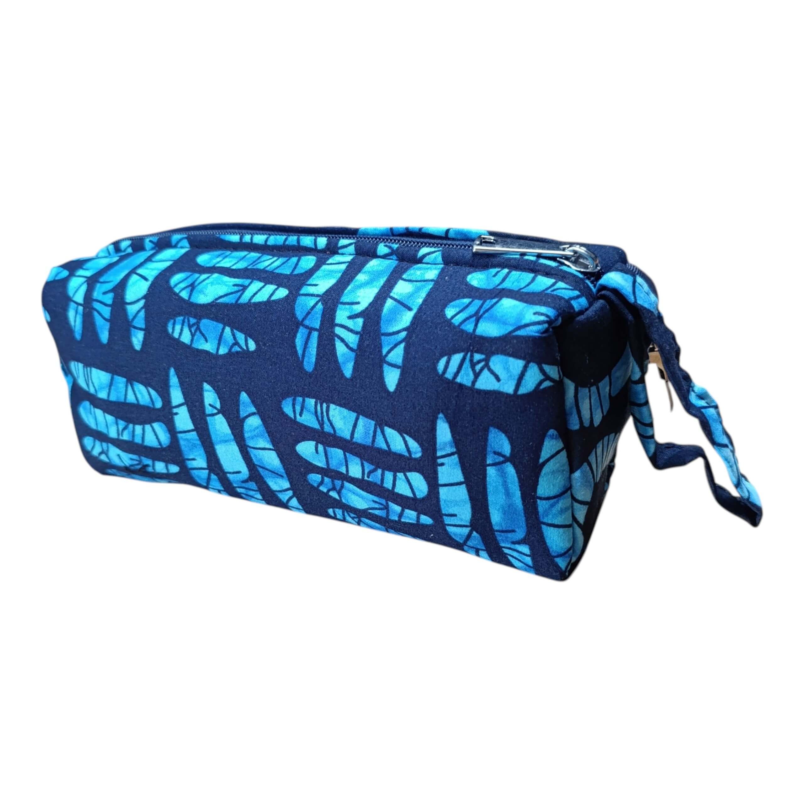 African Print Pencil case / Pencil pouch / Cosmetic purse - Blue