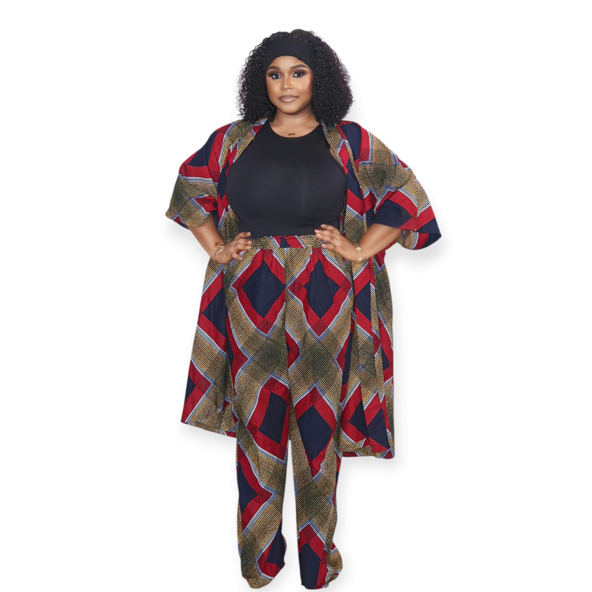 Bukola - Afrikanischer Print Kimono-Hosenset