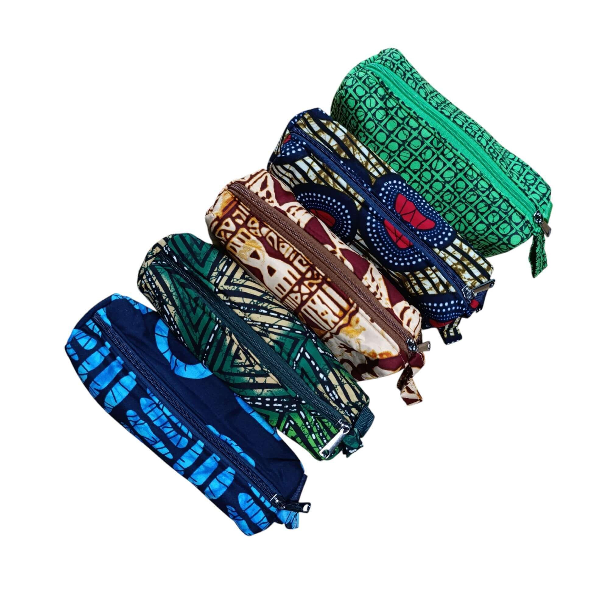 Afrikanischer Print Schlampermäppchen / Federmäppchen / Kosmetiktasche - Grün
