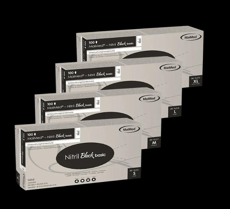 NITRIL -Matrix-Einweghandschuhe L Schwarz Puderfrei 100 S