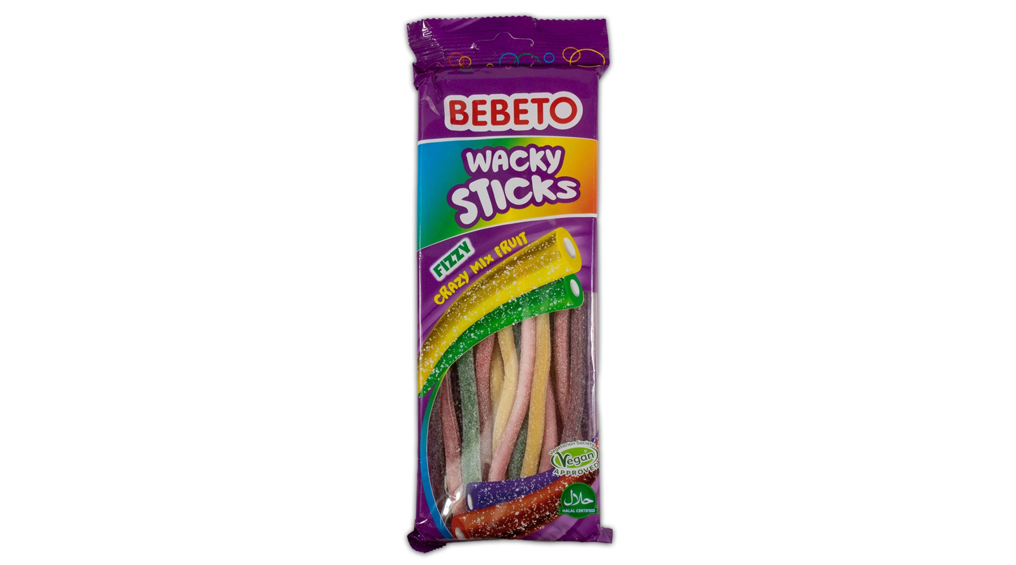 Bebeto wacky sticksfizzy crazy mix fruit 180 g