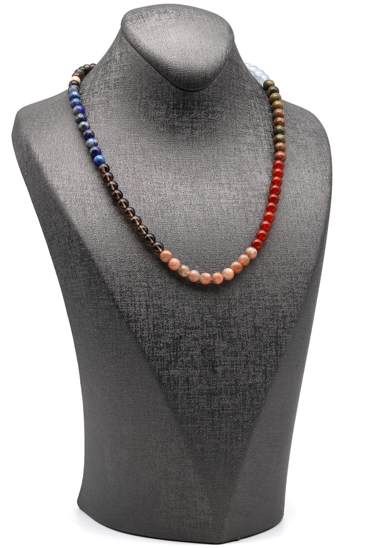 Terazi Burcu Taşlarından Oluşan Doğal Taş Kolye - Burç Kolyesi (KLY-1601)