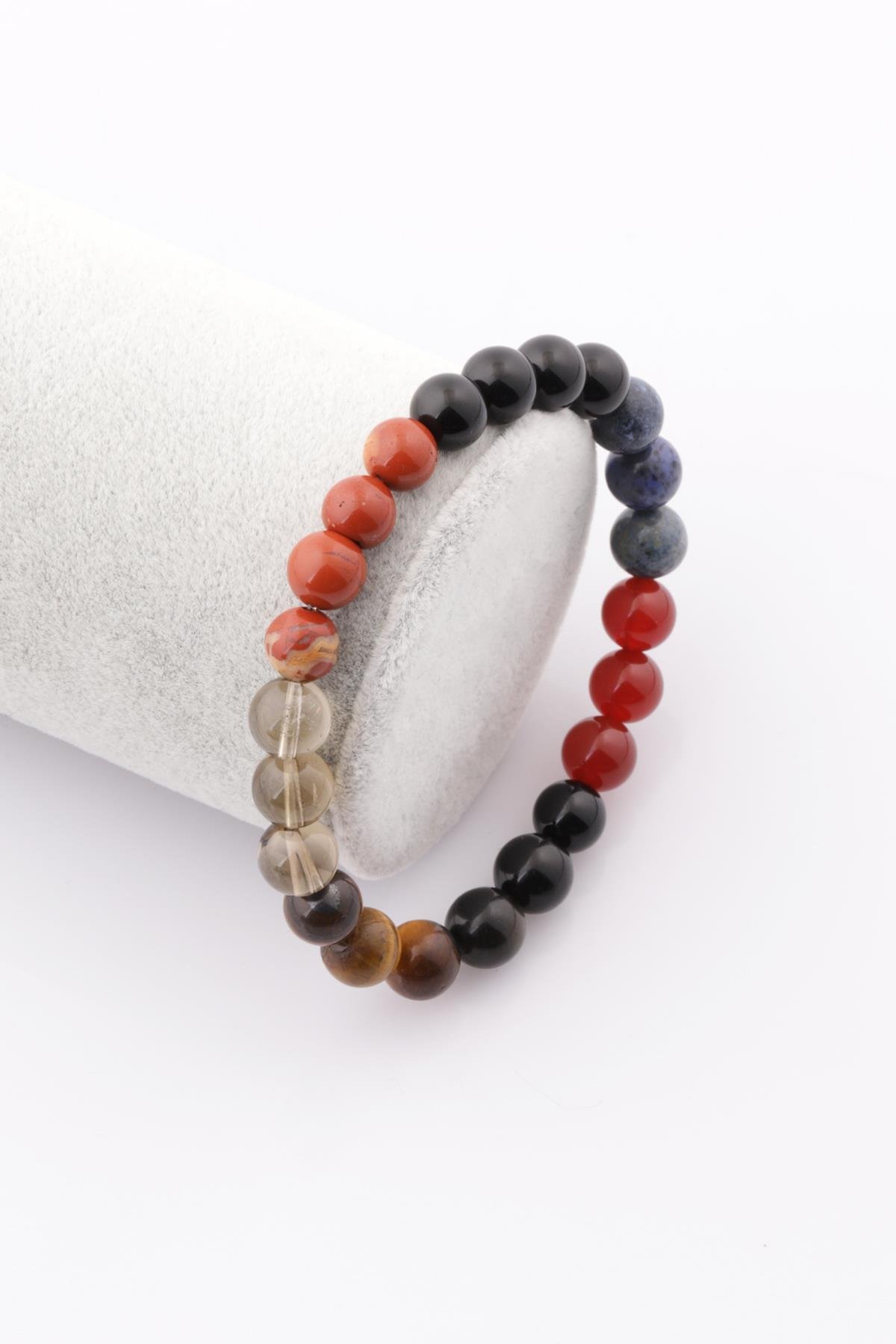 Oğlak Burcu Taşlarından Oluşan Doğal Taş Bileklik 8 mm Küre Kesim - Burç Bilekliği (BLK-0350)