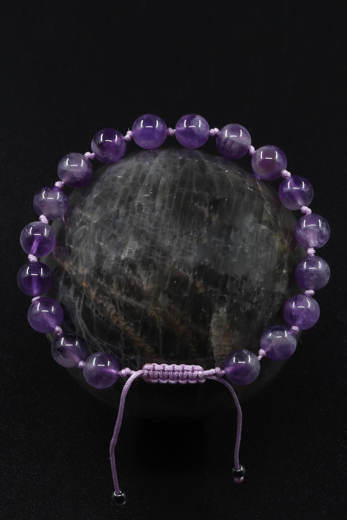 Amethyst Naturstein Makramee Armband gestrickt (BMK-11)