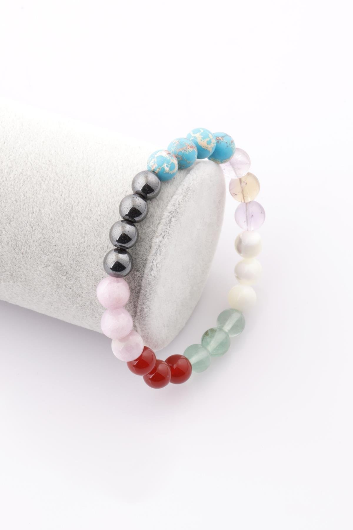 Kova Burcu Taşlarından Oluşan Doğal Taş Bileklik 8 mm Küre Kesim - Burç Bilekliği (BLK-0356)