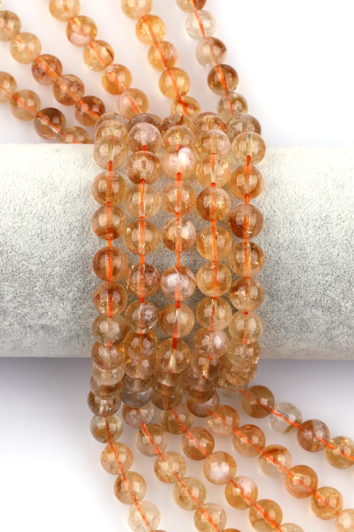 Sitrin Doğal Taş Dizi 8 mm Küre Kesim (DZ-0065)