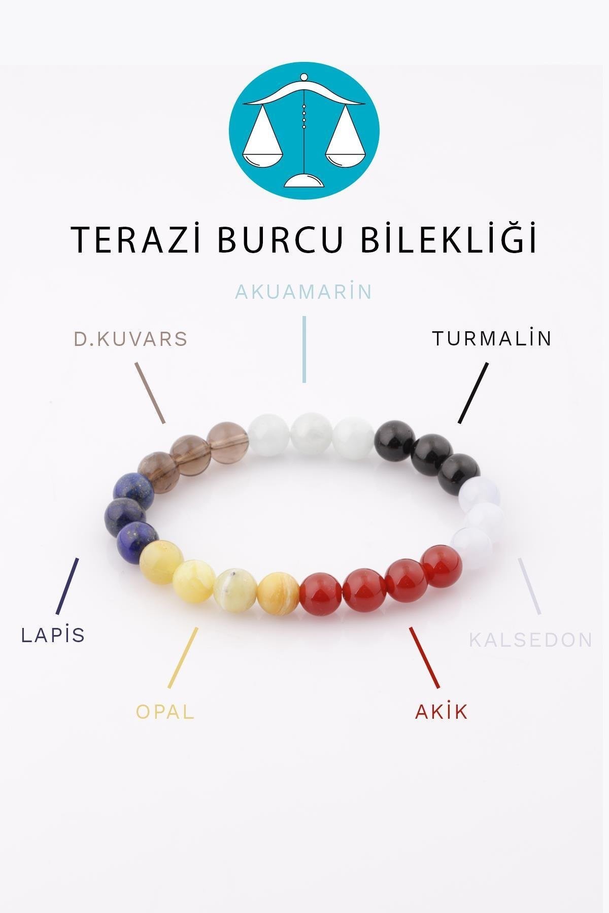 Terazi Burcu Taşlarından Oluşan Doğal Taş Bileklik - (BLK-0357)