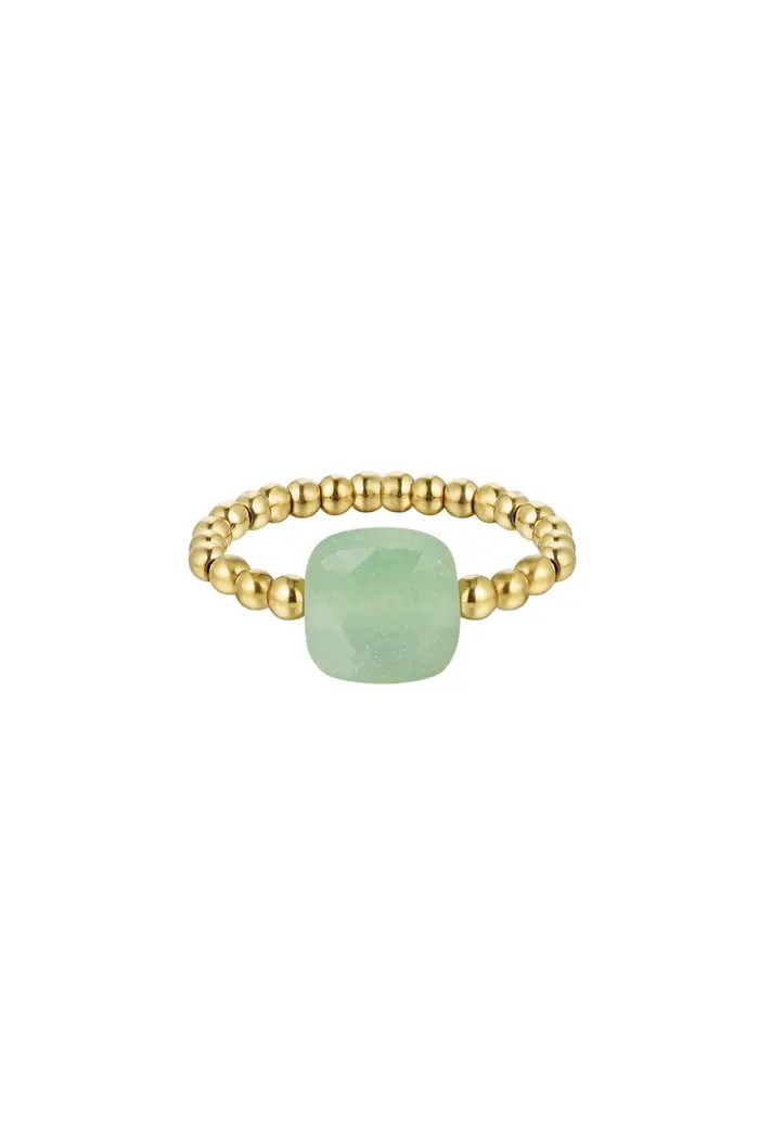 Elastischer Ring mit großem Stein Grün