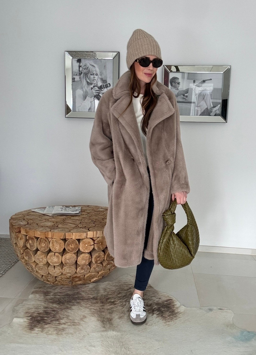 Fake Fellmantel - Taupe