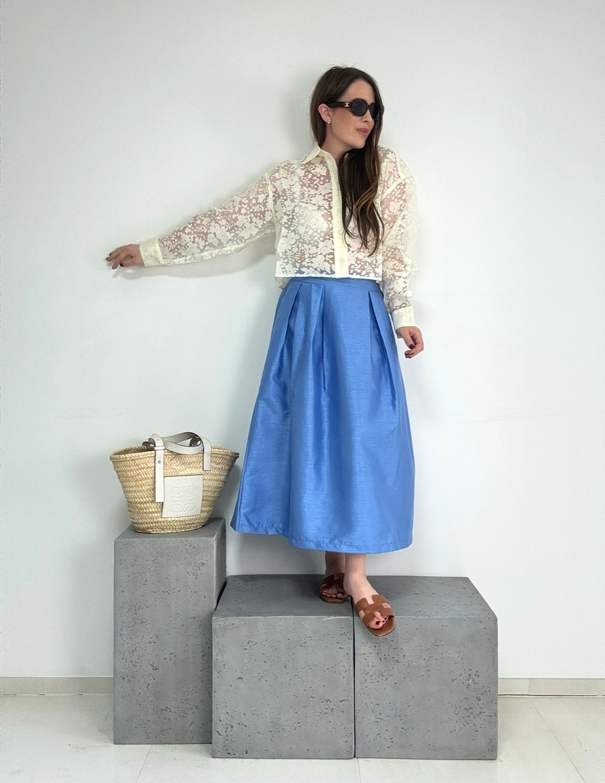 Transparente Bluse - Creme