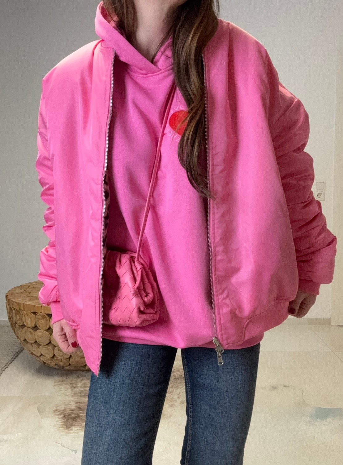 Bomberjacke mit Leo - Pink