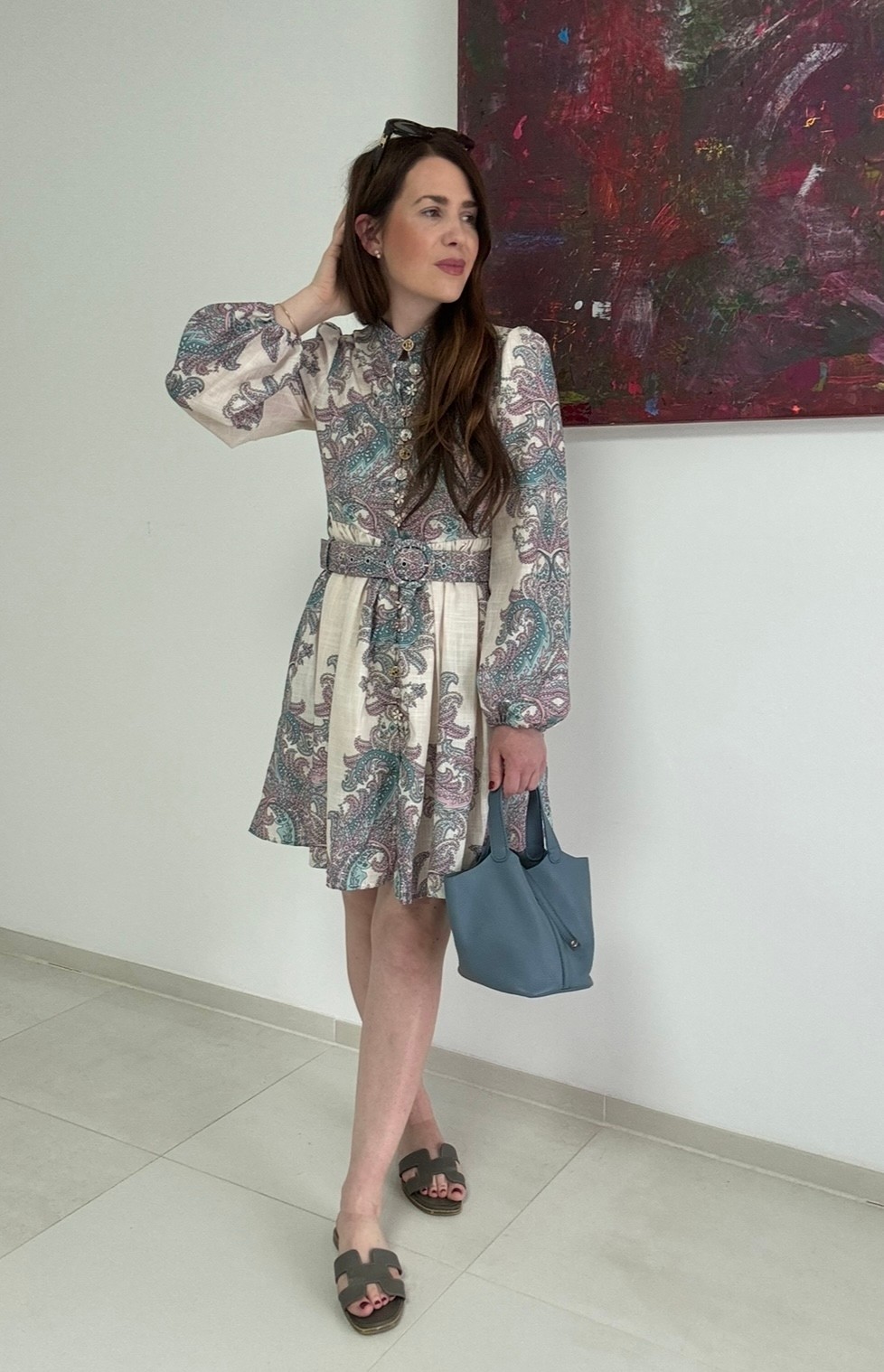 Kleid mit Print - Türkis