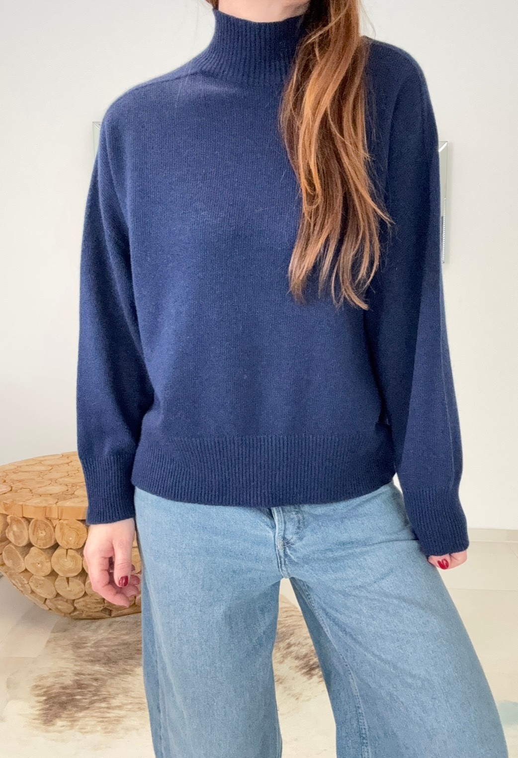 Rollkragenpullover mit Kaschmir - Navy