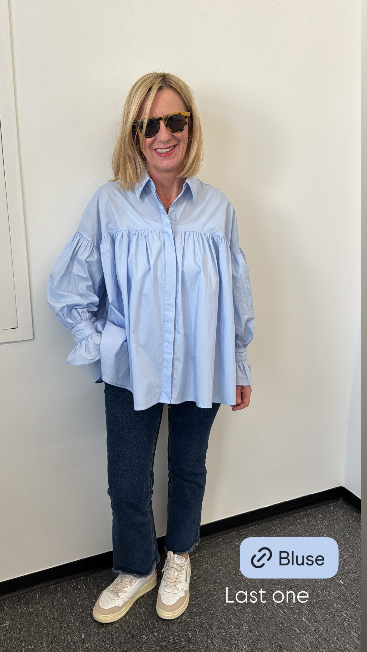 Verspielte Bluse - Hellblau