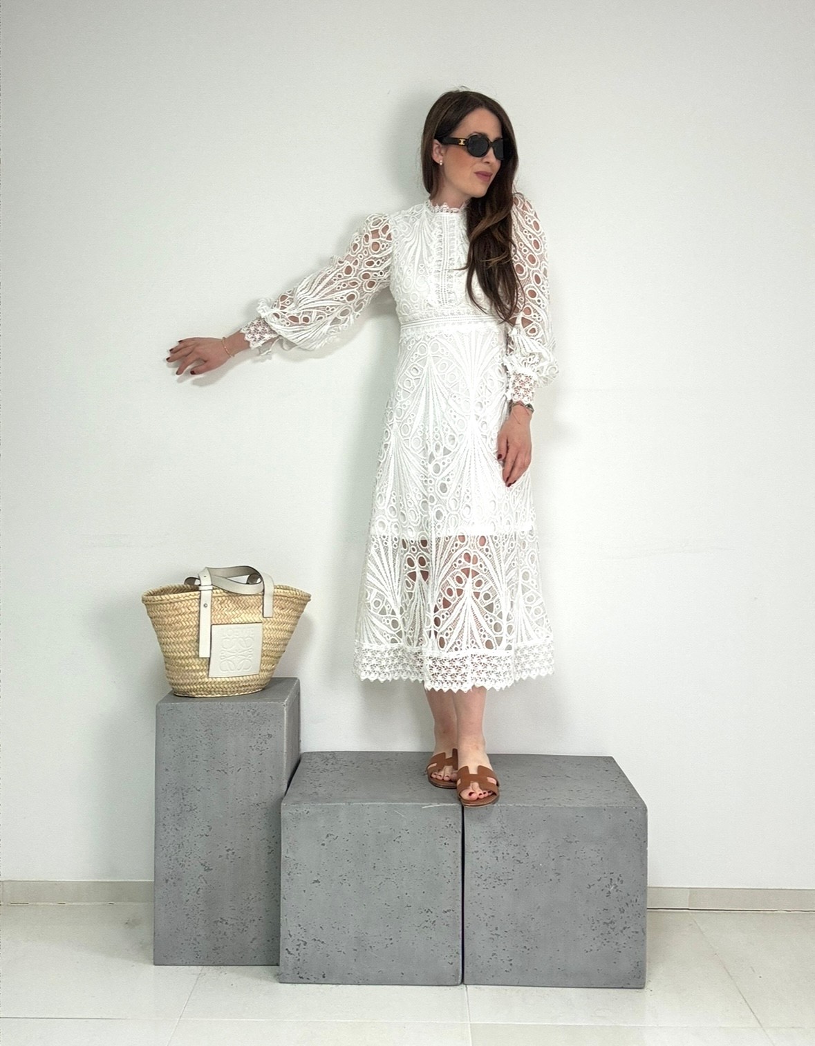Maxi-Häkelkleid - Weiß