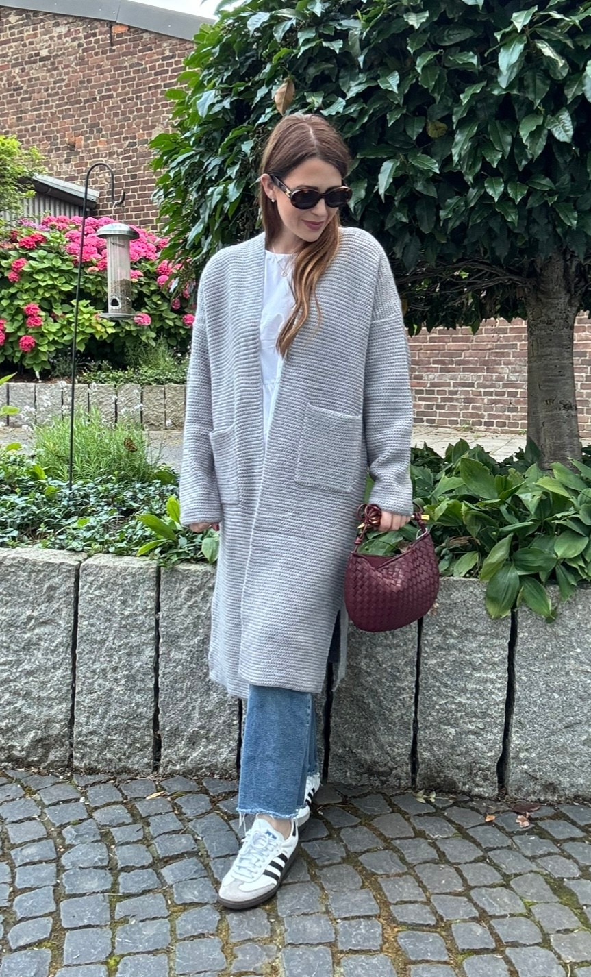 Maxi-Strickjacke - Grau