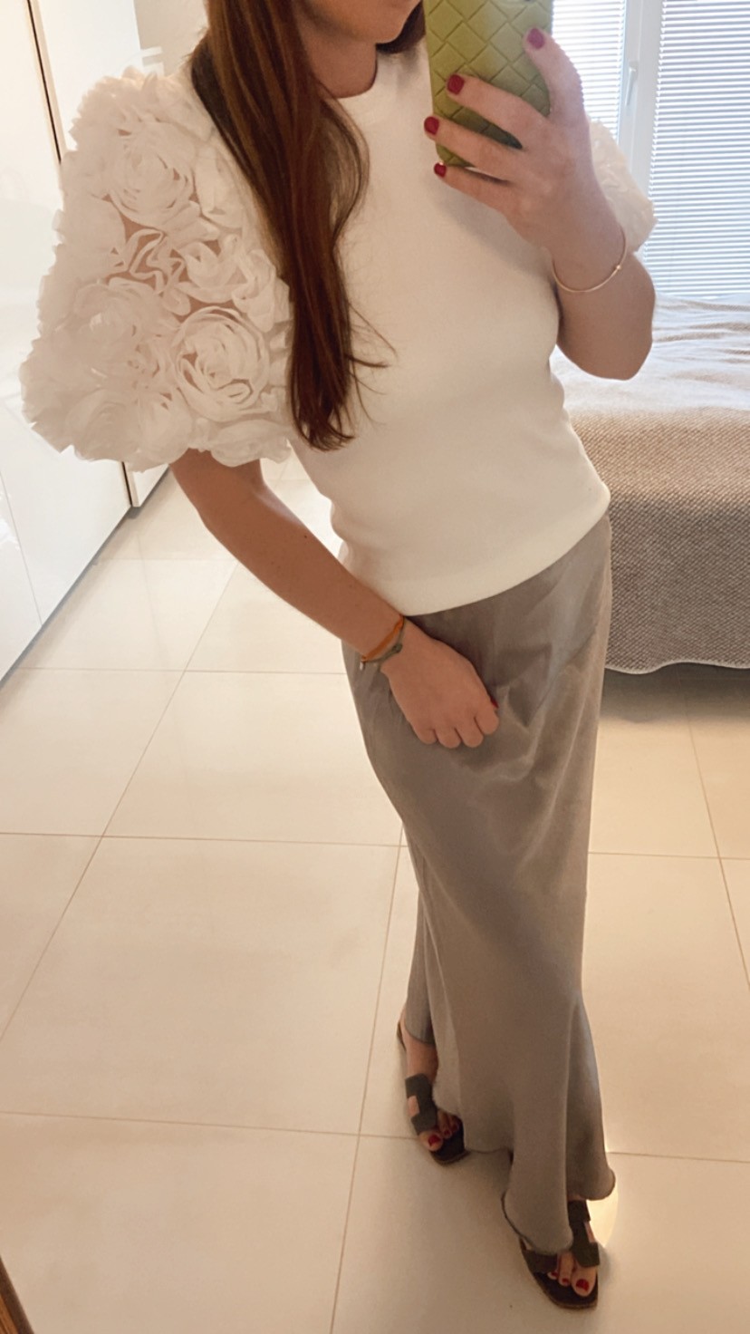 Shirt mit Ballonärmel - Weiß