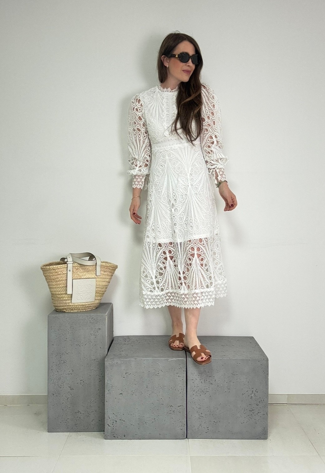 Maxi-Häkelkleid - Weiß