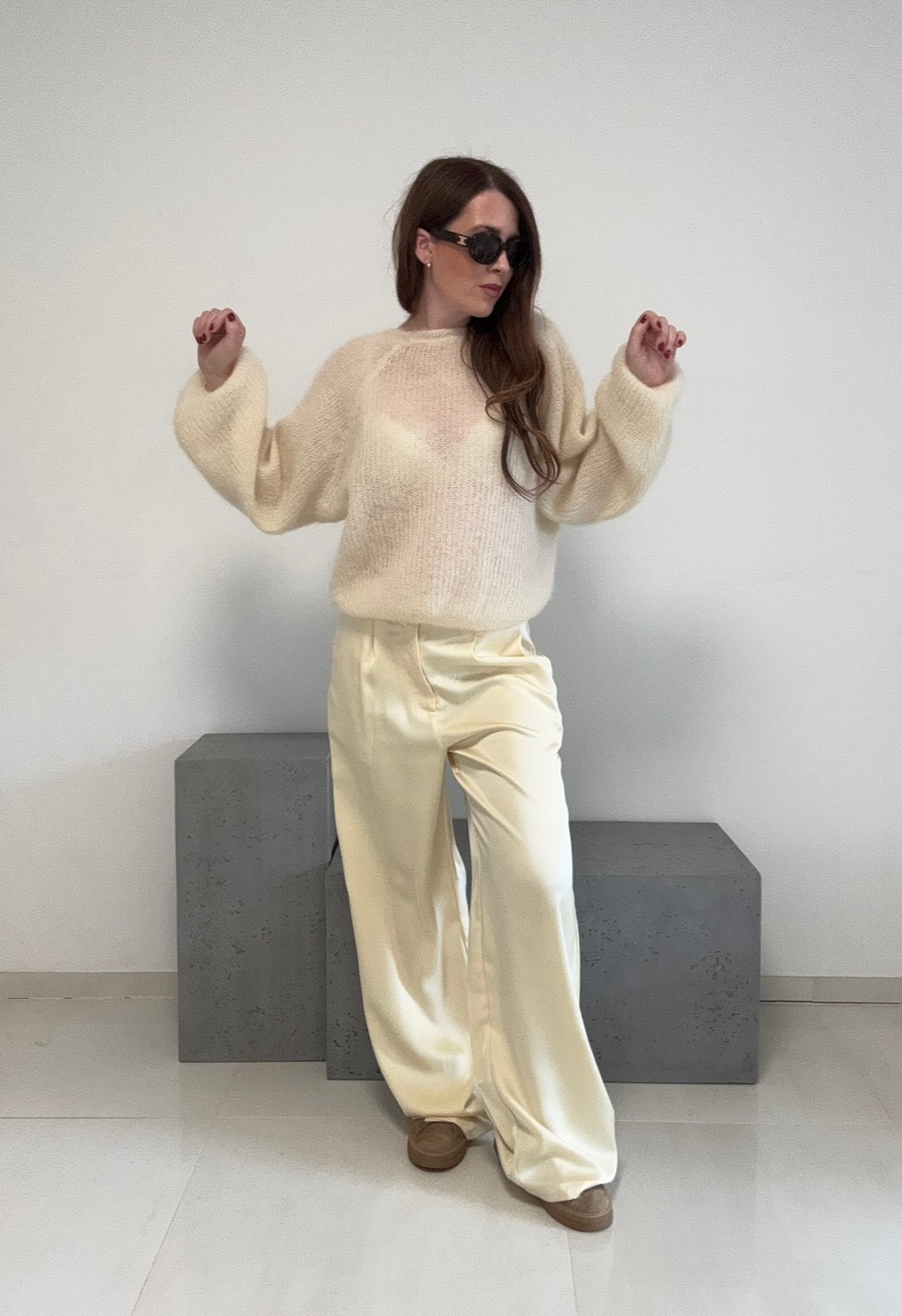 Wende-Mohairpullover - Gelb