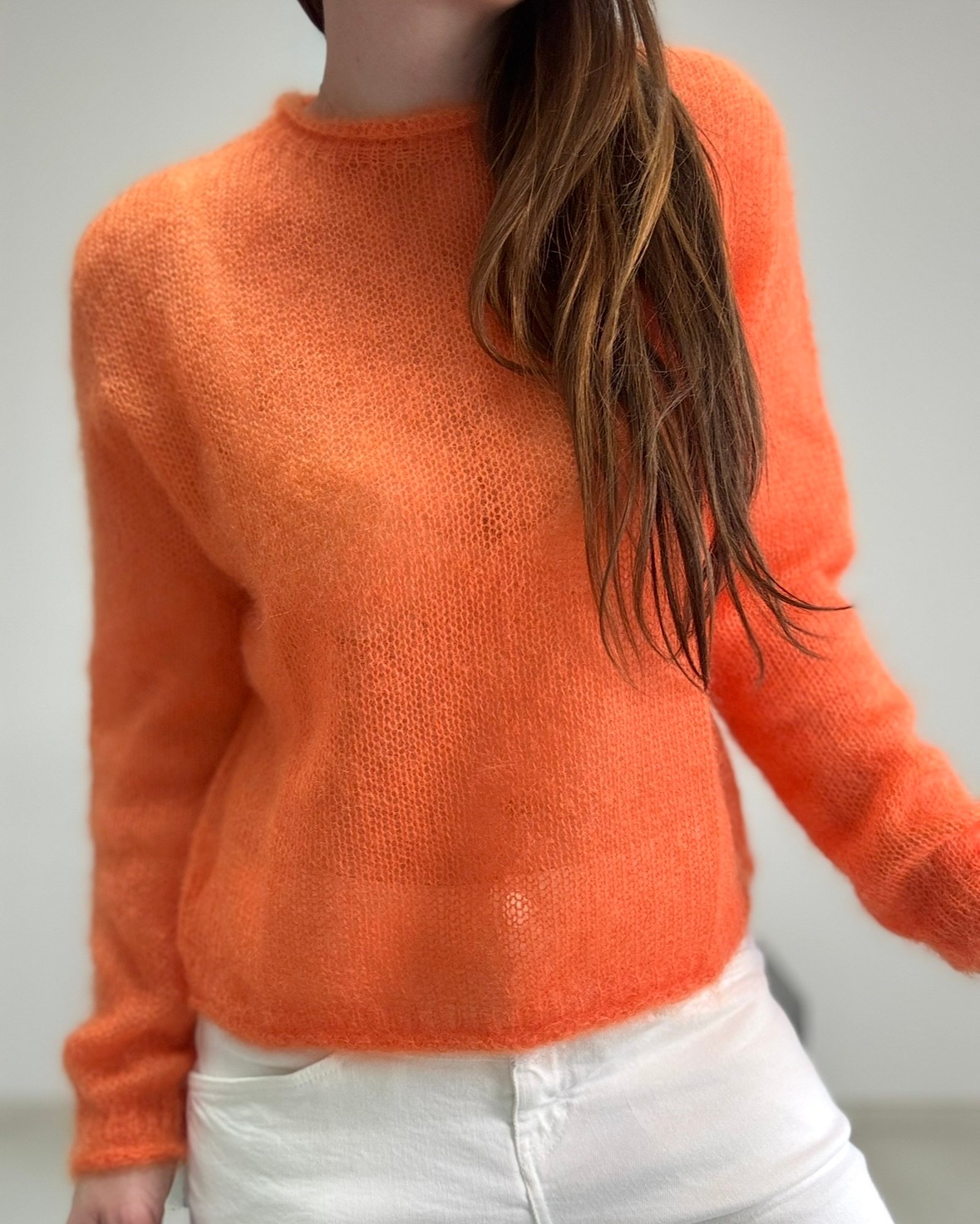 Dünner Mohair-Pullover - Orange