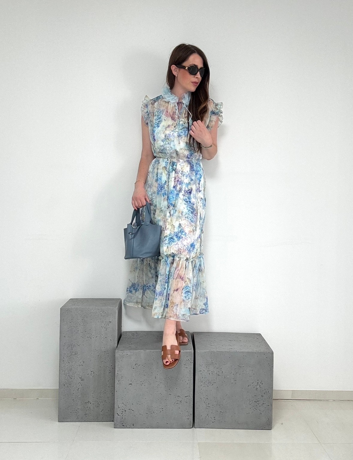 Midi-Kleid mir Print - Blau