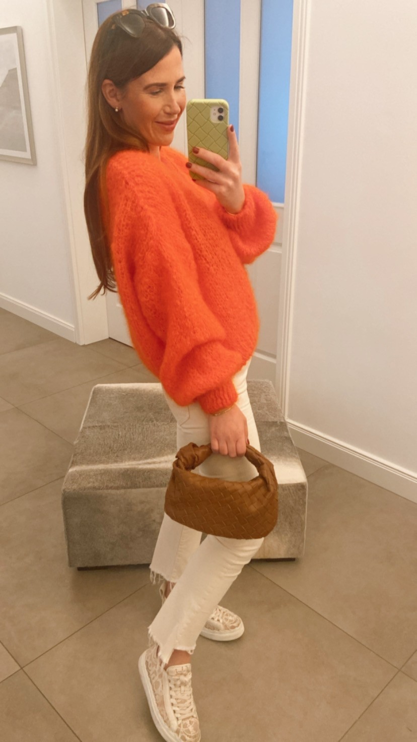 Grobstrick-Pullover - Orange