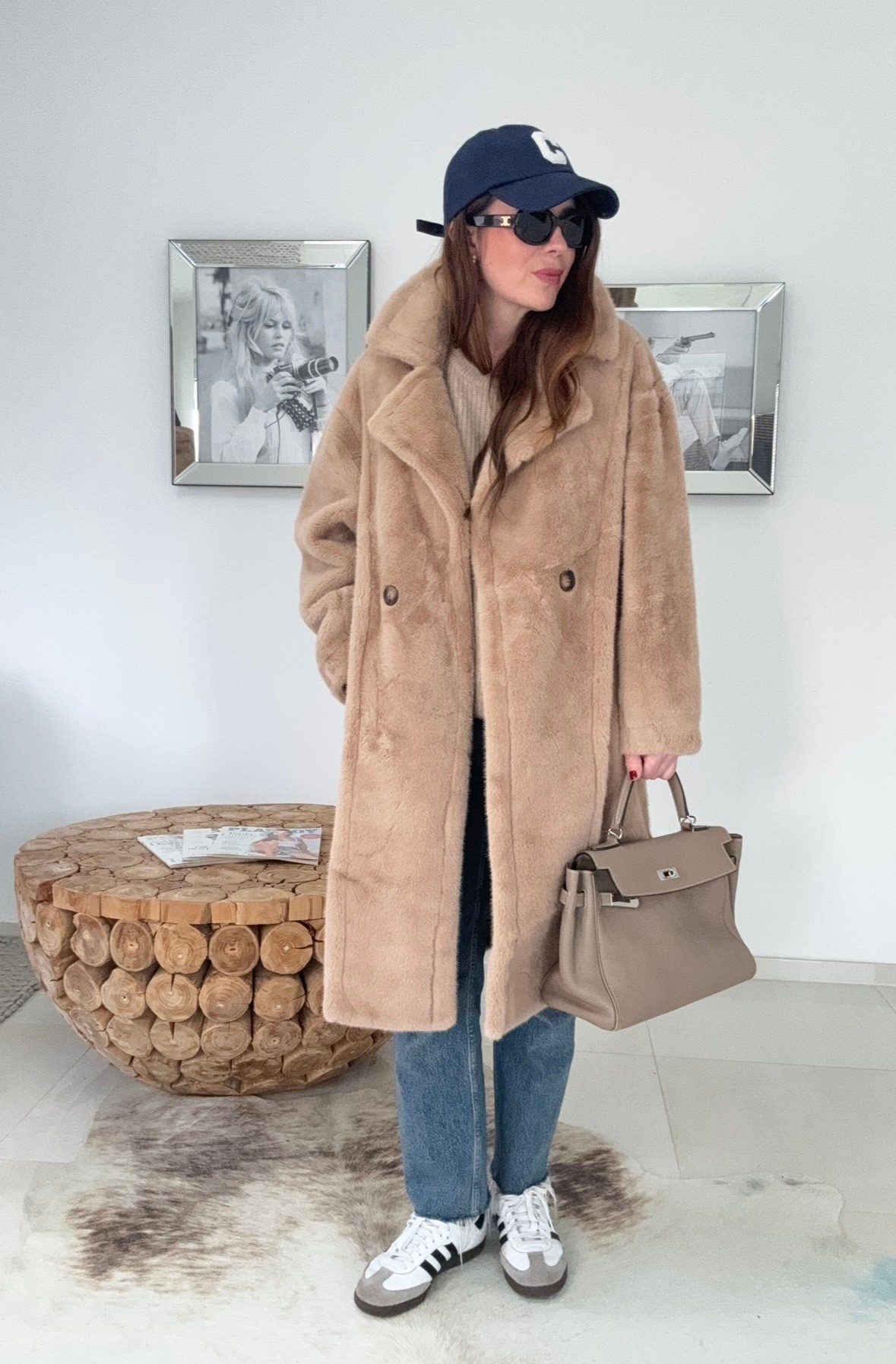 Fake Fellmantel - Beige
