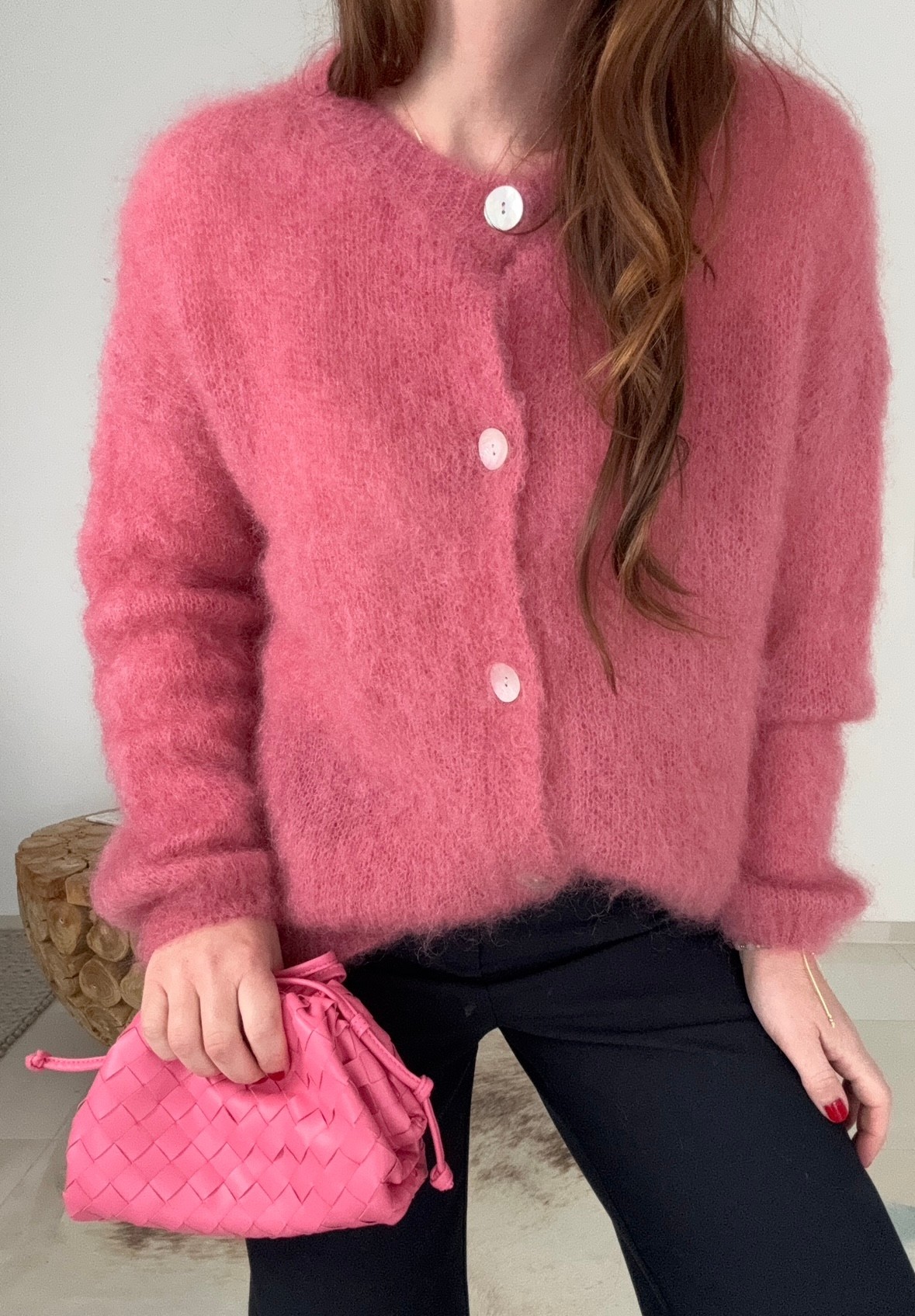 Mohair-Cardigan - Rose