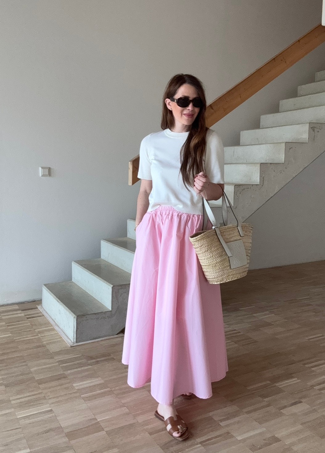Luftiger Rock mit Taschen - Rose 