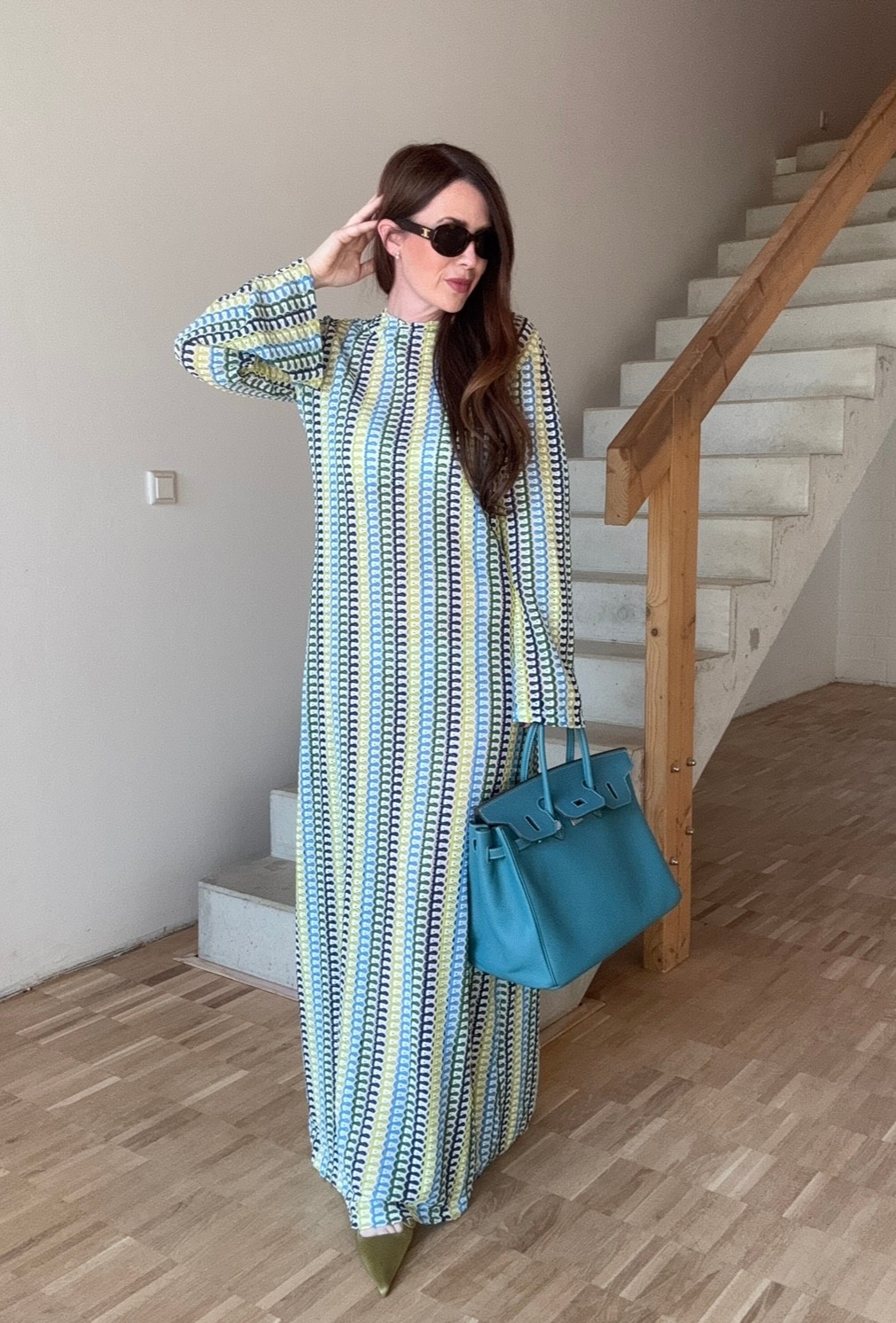 Häkelkleid - Blau/Gelb