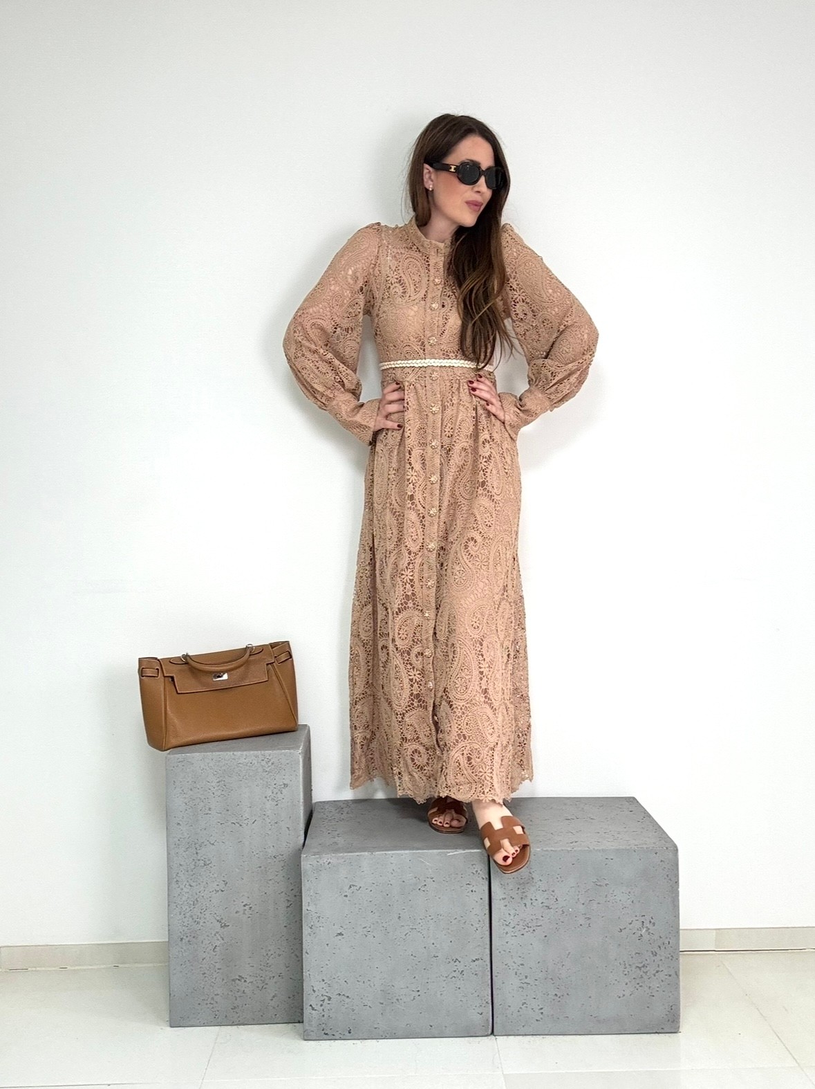 Maxi Häkelkleid - Beige