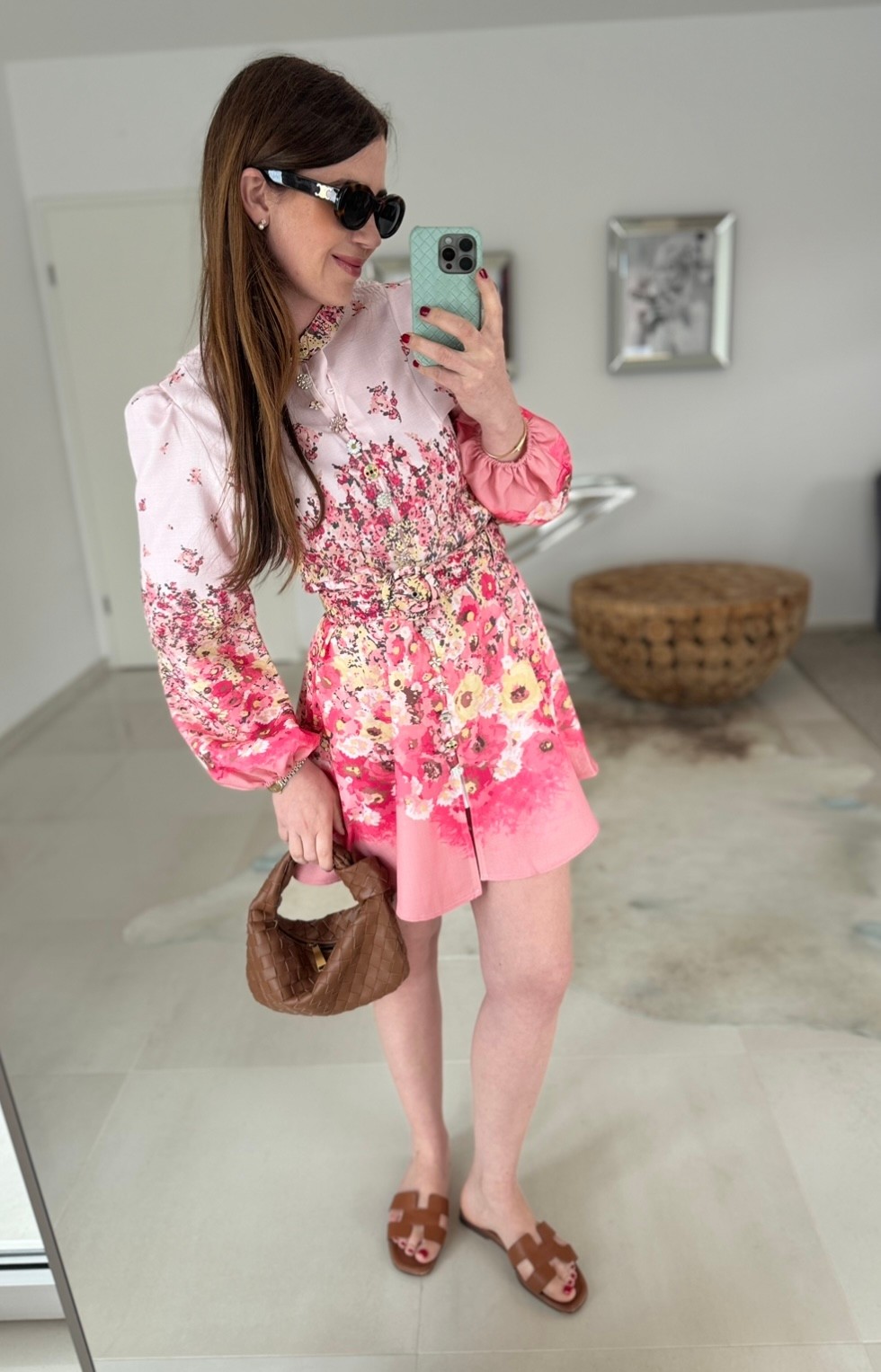 Mini-Kleid mit Print - Rosa
