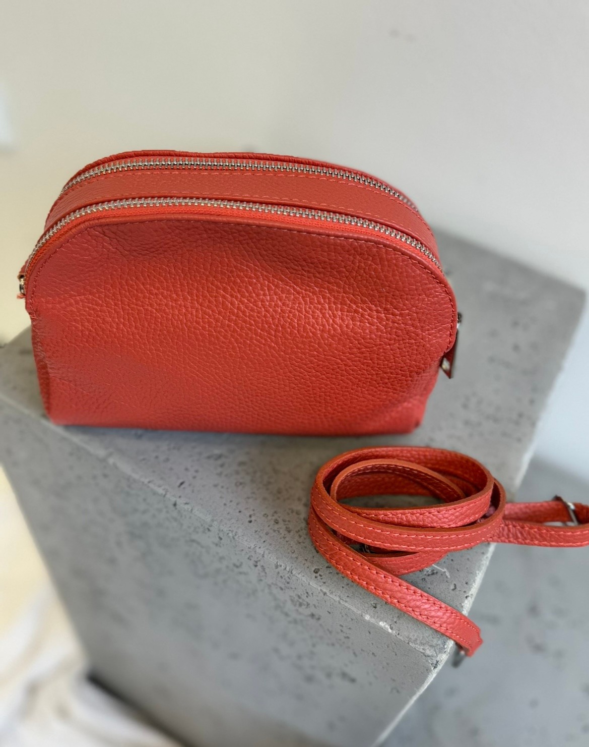 Tasche aus Leder - Orange 