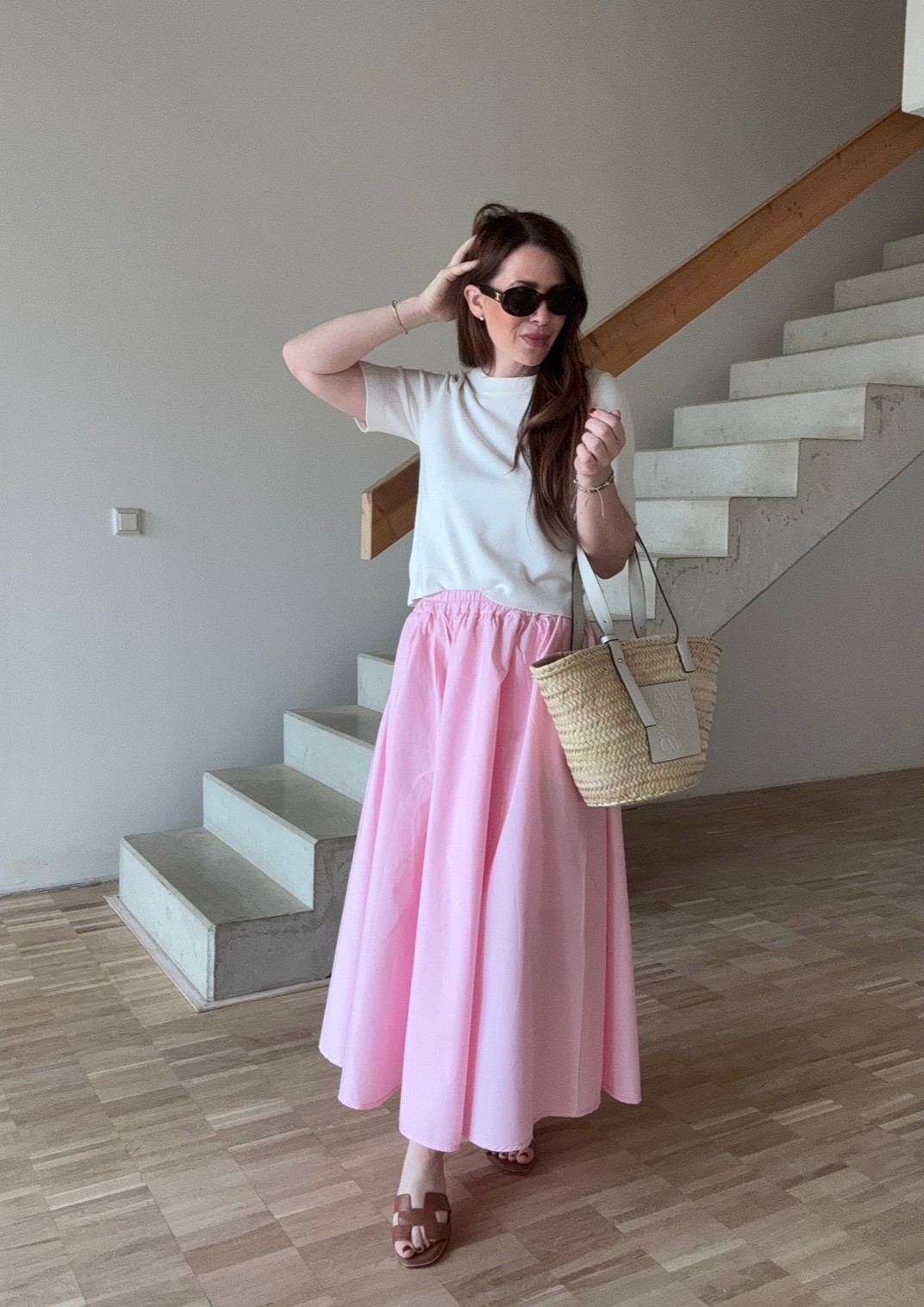 Luftiger Rock mit Taschen - Rose 