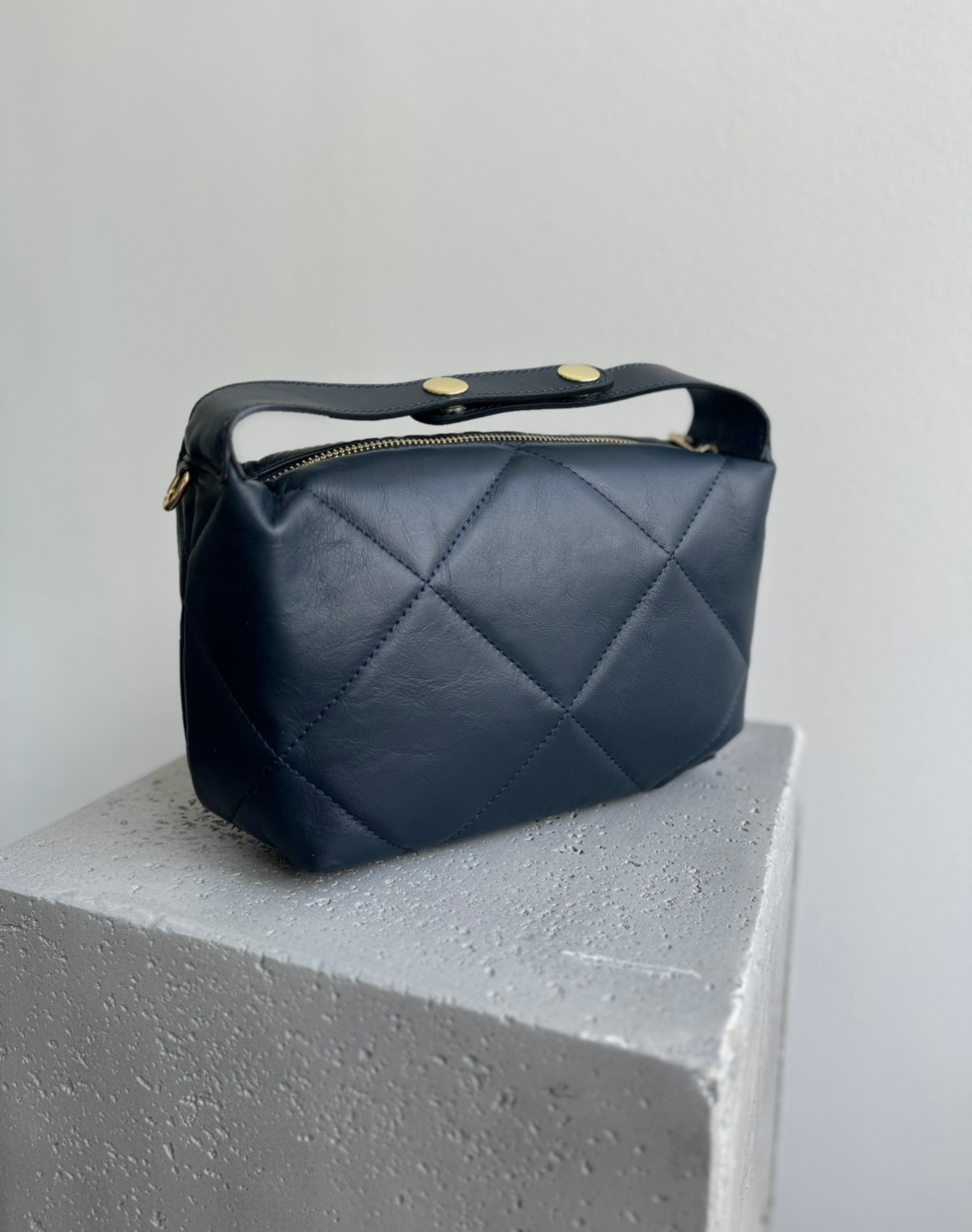 Tasche aus Leder - Navy