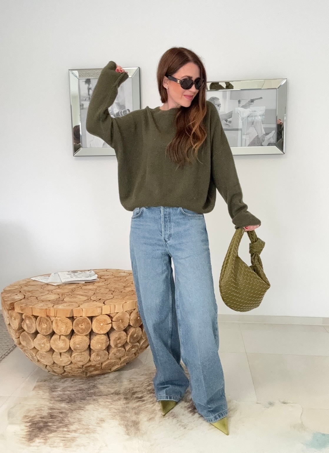 Baby-Alpaka Pullover - Oliv