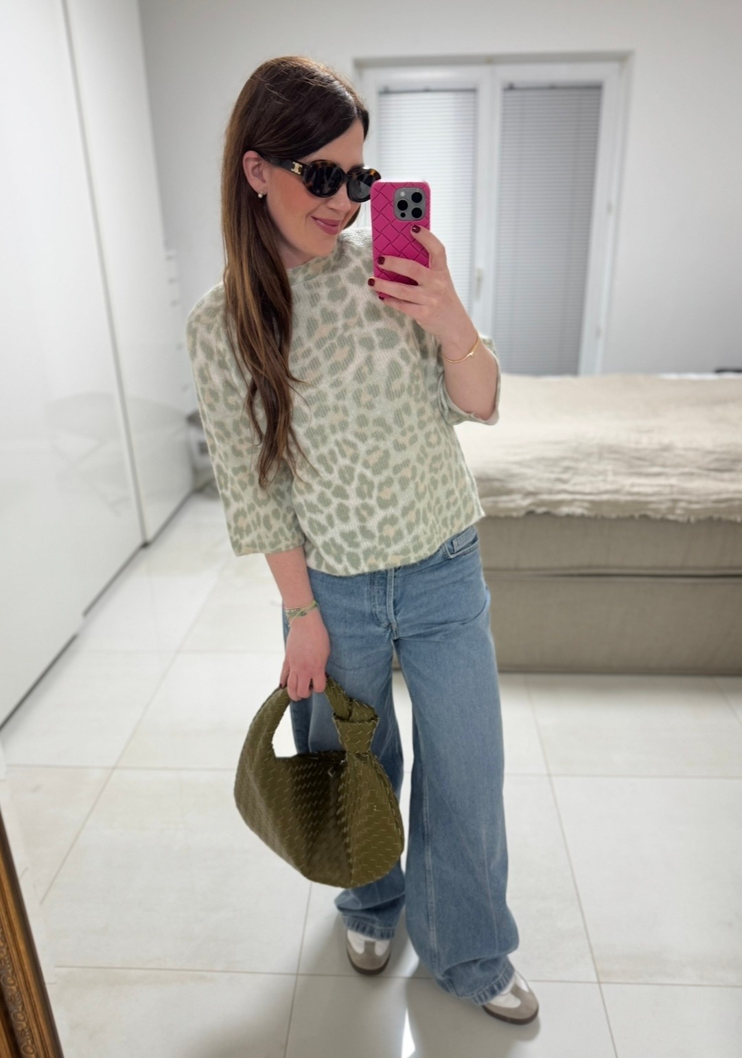 Strickshirt mit Print - Mint