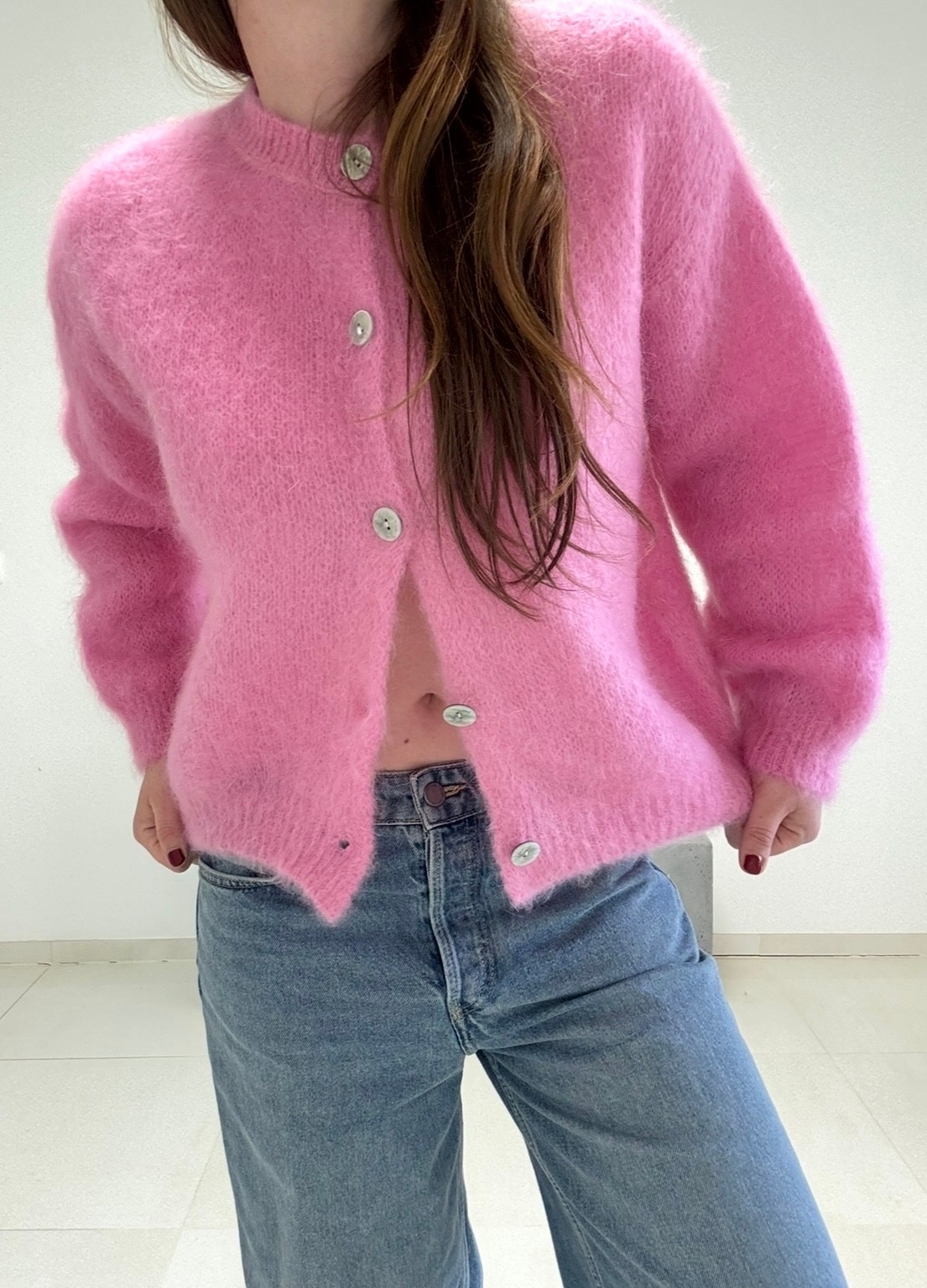 Mohair-Cardigan - Pink