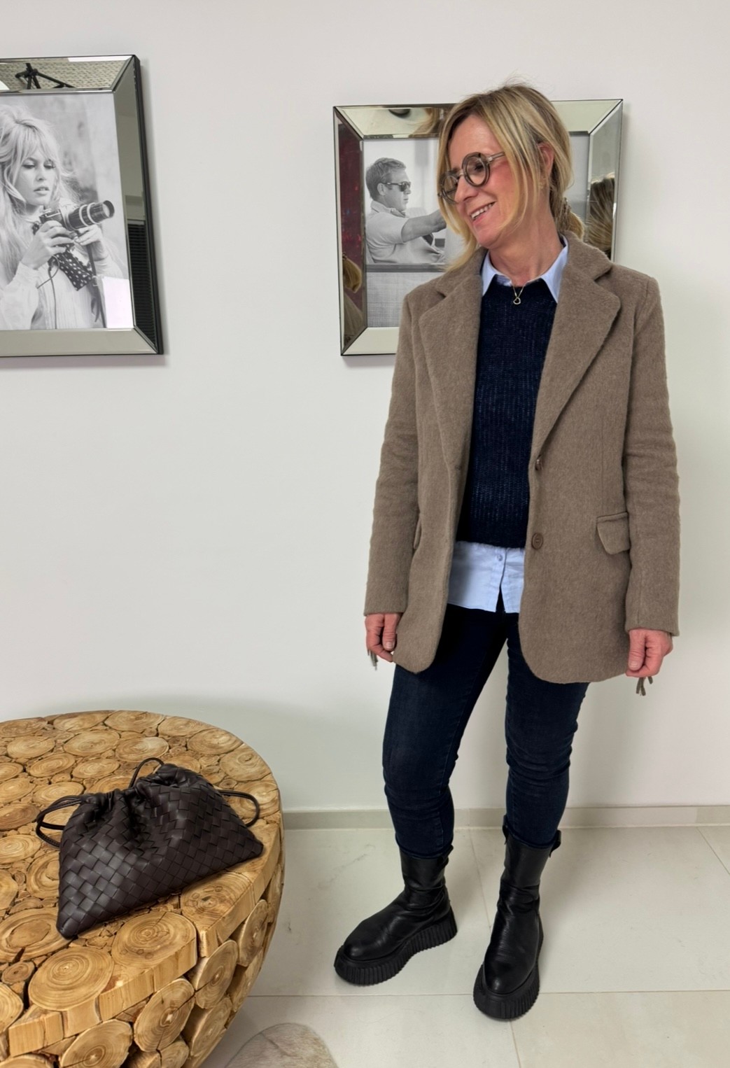 Blazer mit Fransen - Taupe