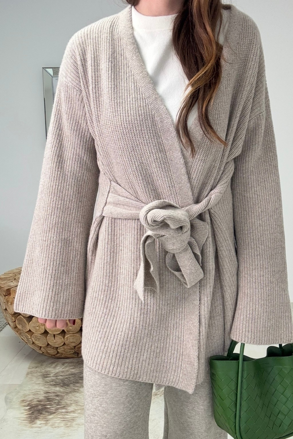 Strickjacke mit Kaschmir - Beige