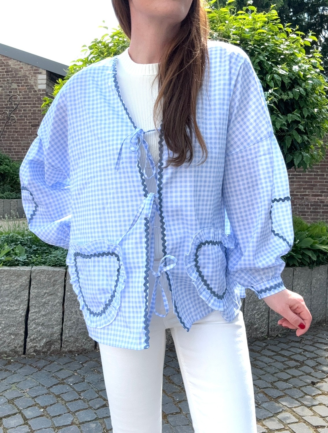 Bluse mit Herzen - Hellblau